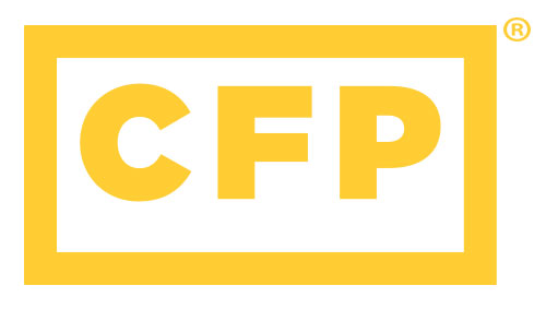 A yellow and white logo for the cfpb.